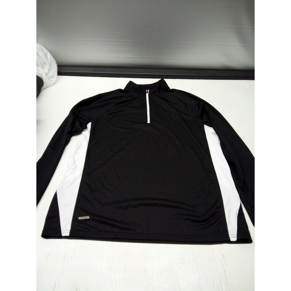 STARTER Dri Fit Men's Long Sleeve Shirt Running Mock Neck 1/4 Zip Black/White L - Picture 1 of 5